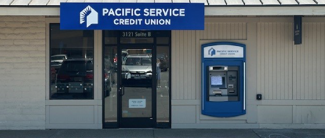 Pacific Service Credit Union San Ramon, CA branch location front door and ATM.