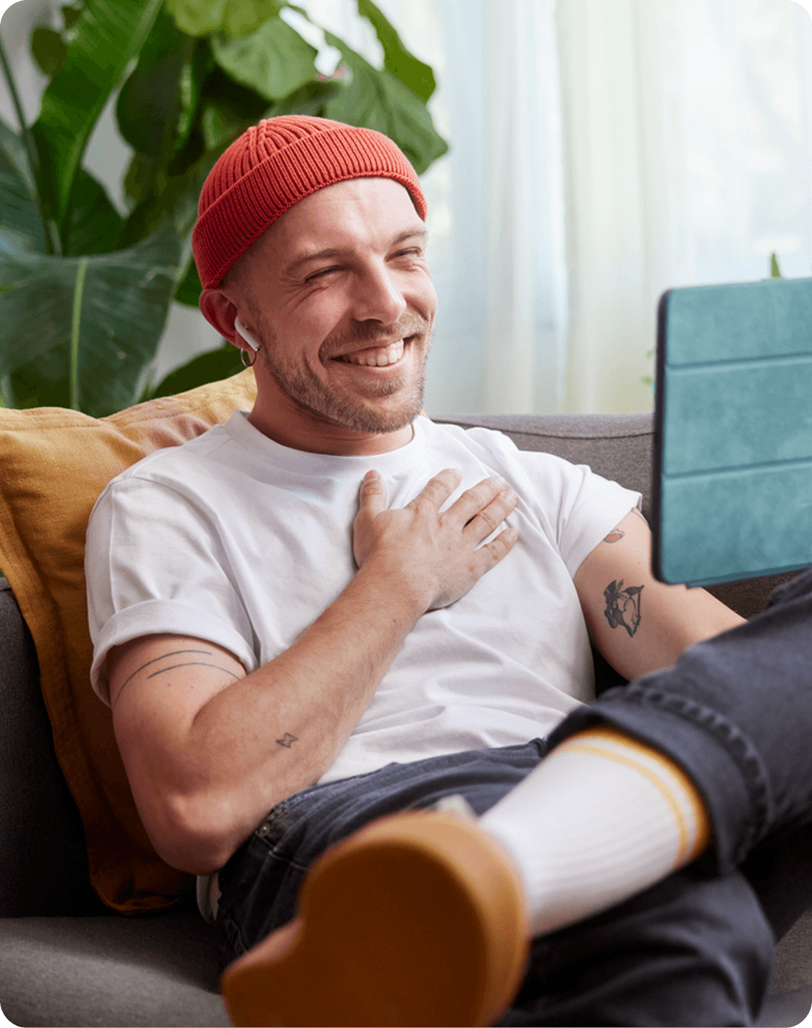 man on tablet