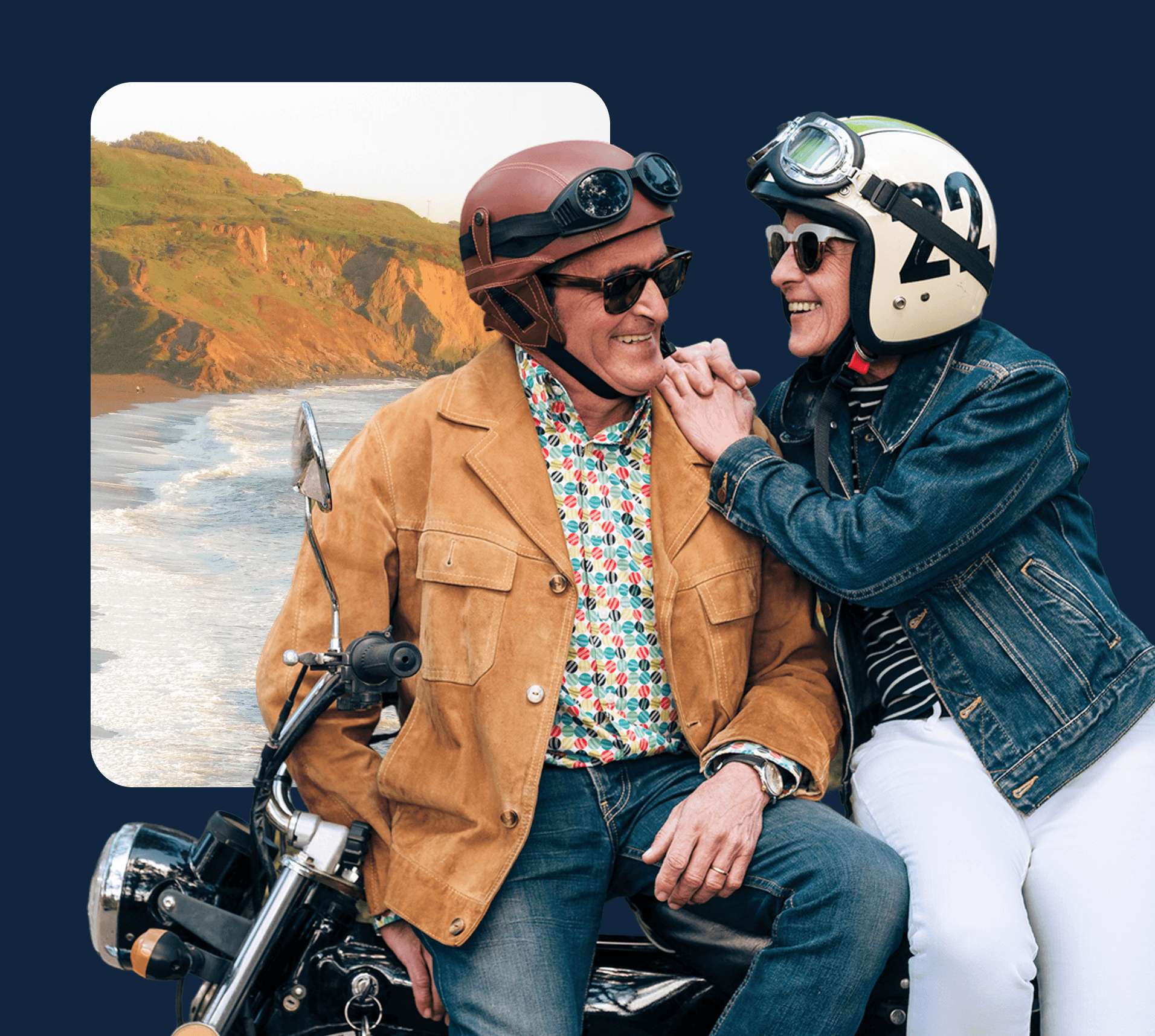 couple with motorcycle