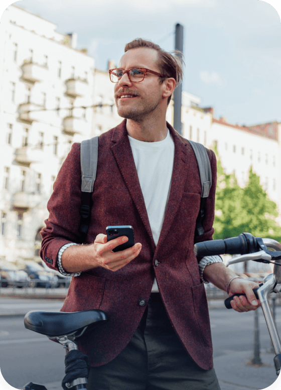 guy with phone on the go
